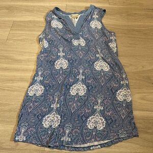 Ink + Ivy blue sleeveless v neck paisley print knee length dress size Medium
